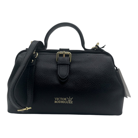 Borsa a Mano e Tracolla in Pelle Nera VICTOR RODRIGUEZ