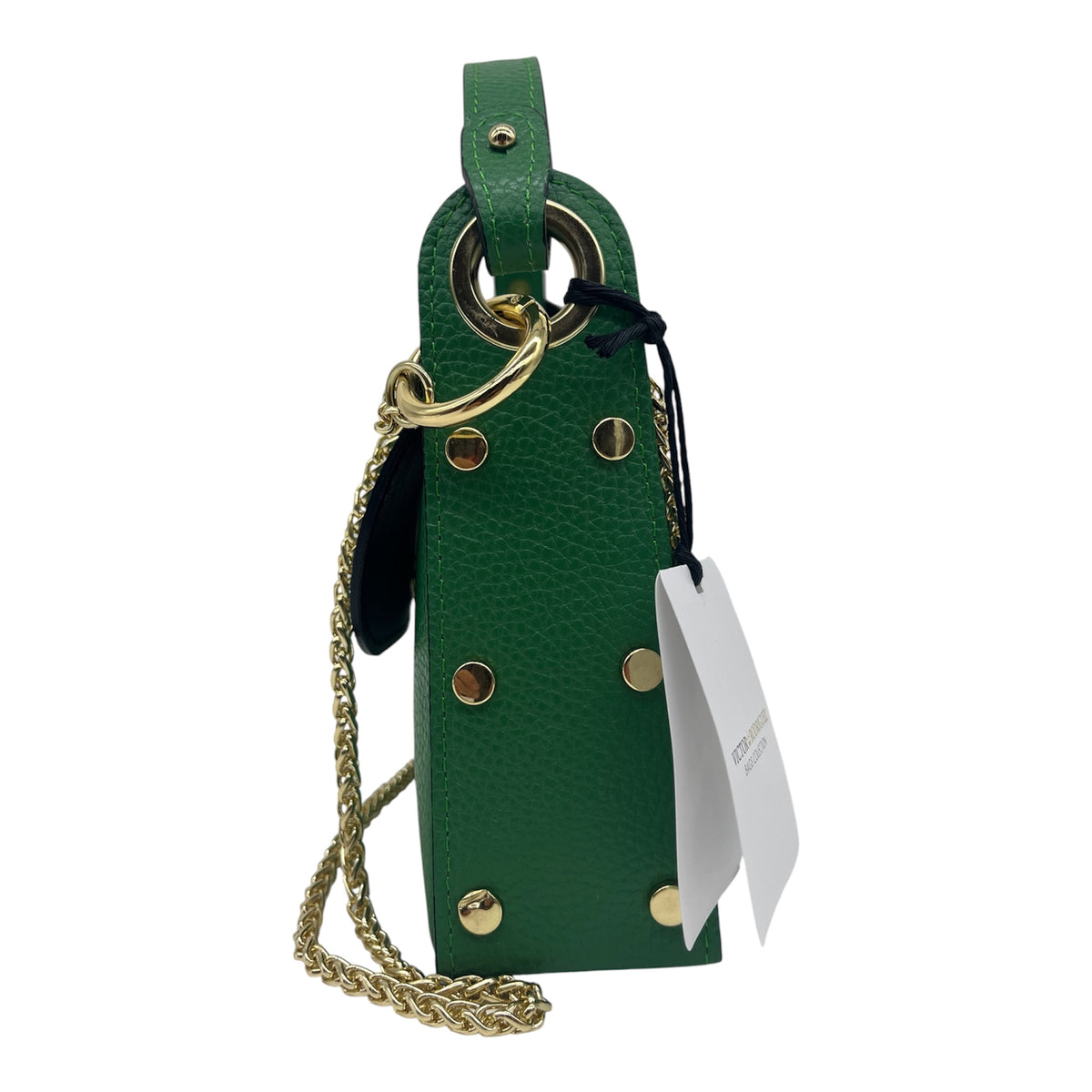 Borsa a Mano e Tracolla Victor Rodriguez – Verde  prato con Dettaglio Ape in vera pelle